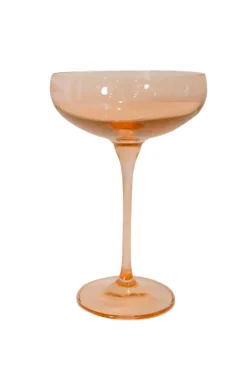 Estelle Colored Glass Glassware|Champagne Coupe Stemware, Set of 6 Blush Pink