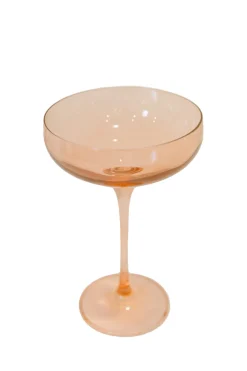 Estelle Colored Glass Glassware|Champagne Coupe Stemware, Set of 6 Blush Pink