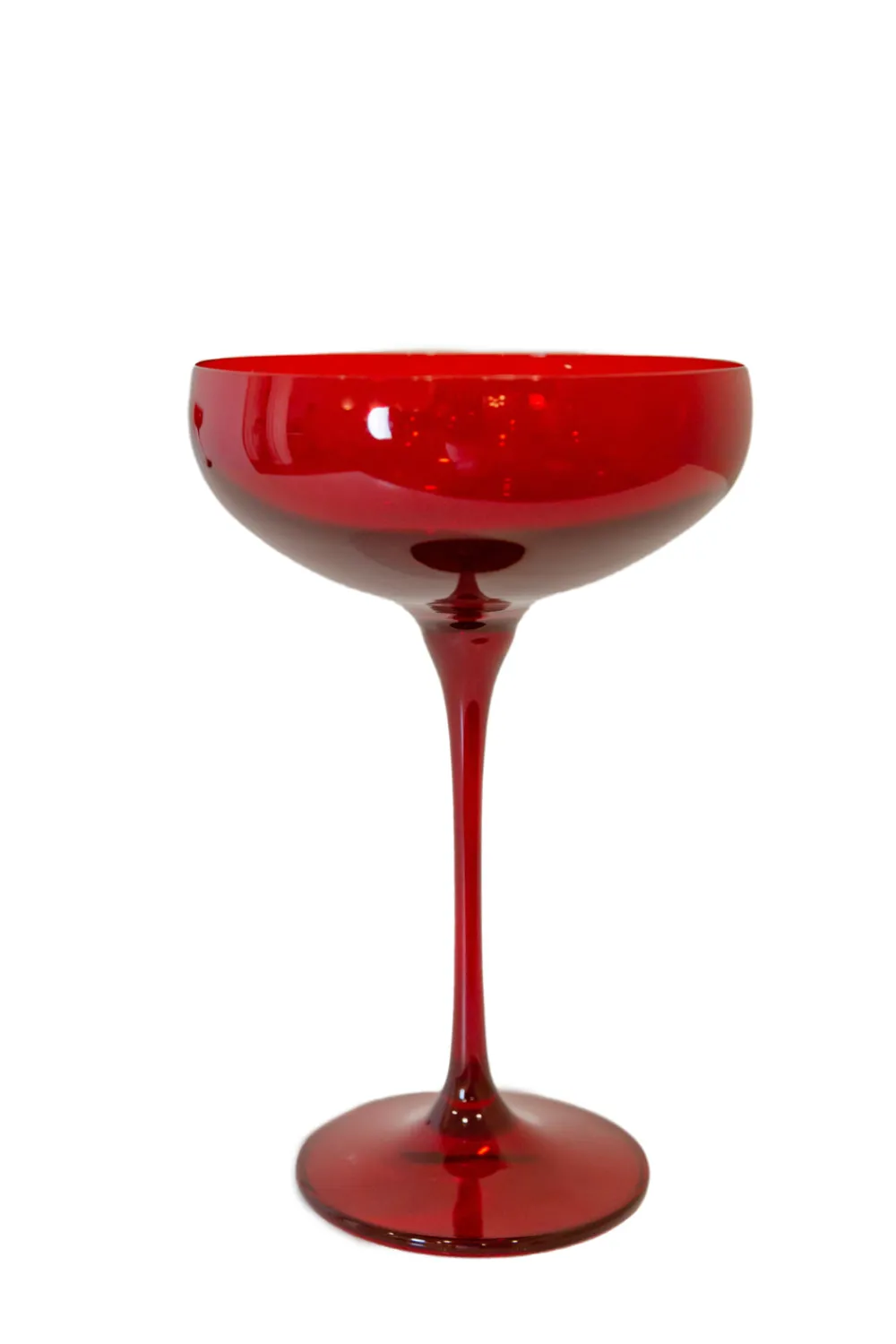 Estelle Colored Glass Glassware|Champagne Coupe Stemware, Set of 6 Red