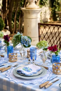 Loulou La Dune Place Settings & Linens|Chloe Gingham Tablecloth in Blue