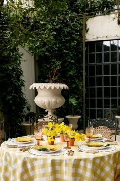 Loulou La Dune Place Settings & Linens|Chloe Gingham Tablecloth in Yellow