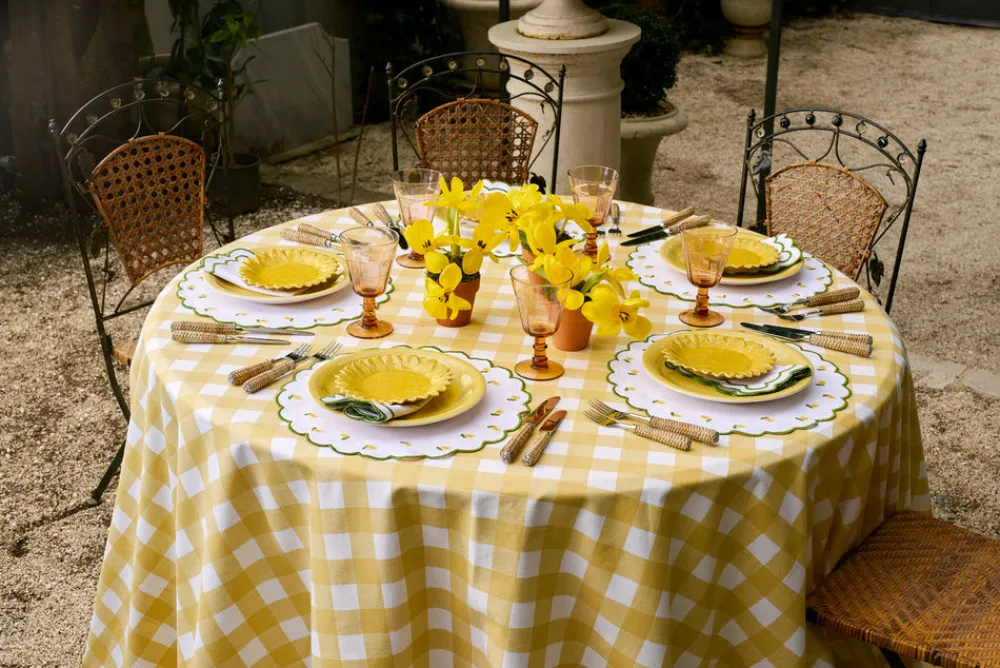 Loulou La Dune Place Settings & Linens|Chloe Gingham Tablecloth in Yellow