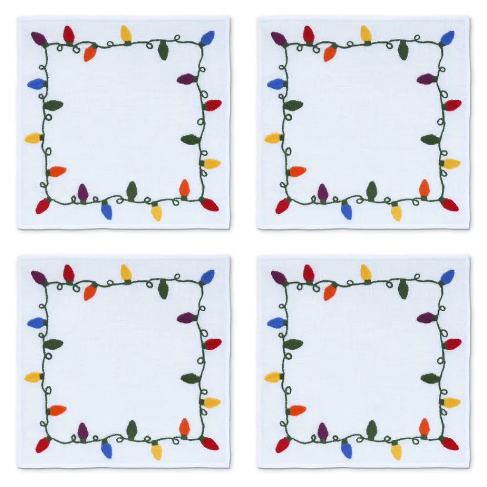 Chefanie Place Settings & Linens|Christmas Lights Cocktail Napkins, Set of 4