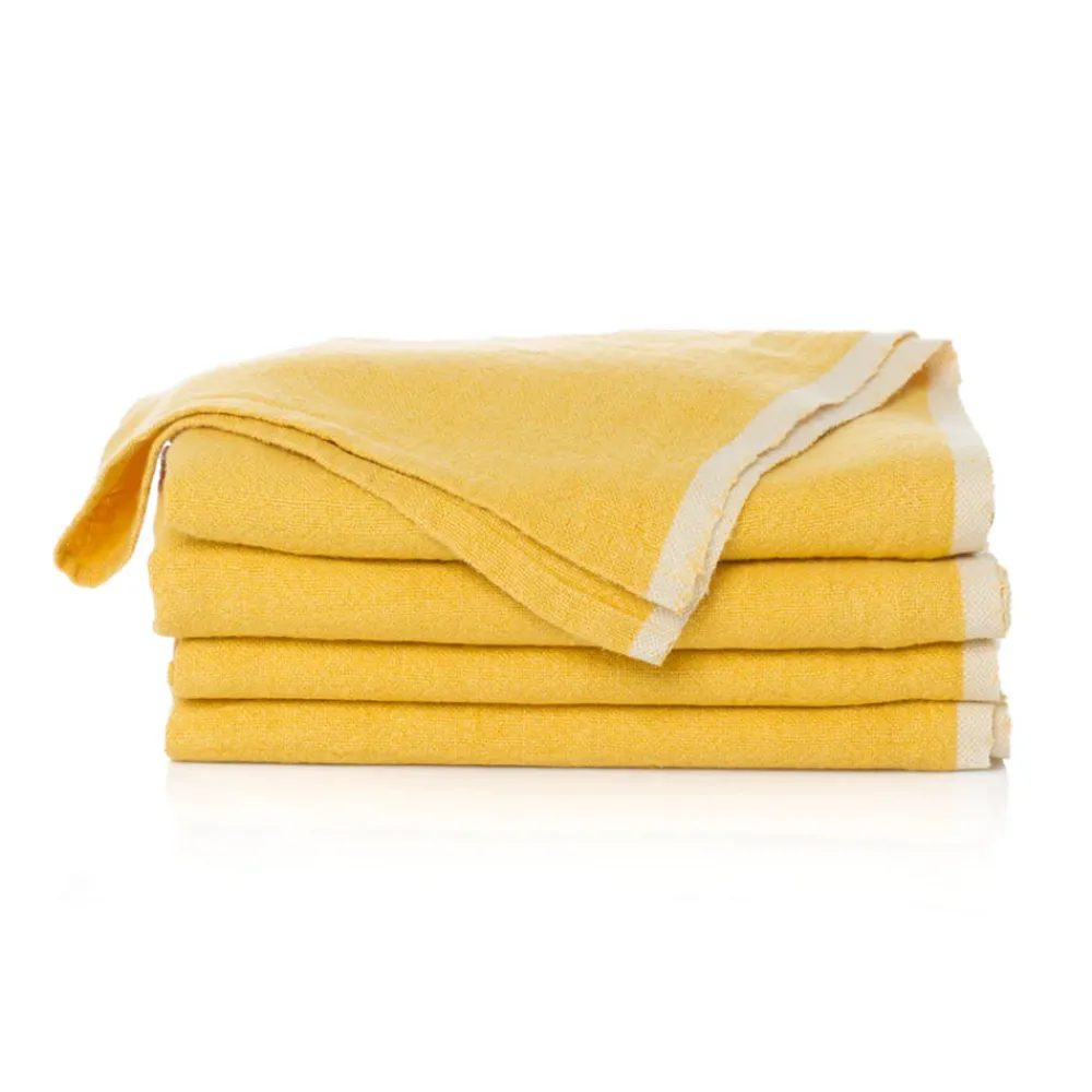 Caravan Place Settings & Linens|Chunky Linen Napkins in Mustard, Set of 4