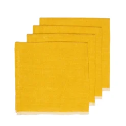 Caravan Place Settings & Linens|Chunky Linen Napkins in Mustard, Set of 4
