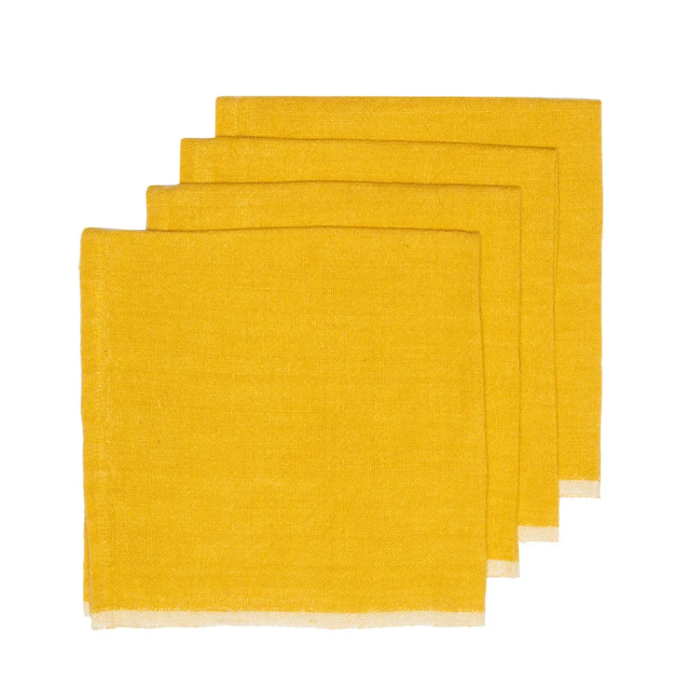 Caravan Place Settings & Linens|Chunky Linen Napkins in Mustard, Set of 4