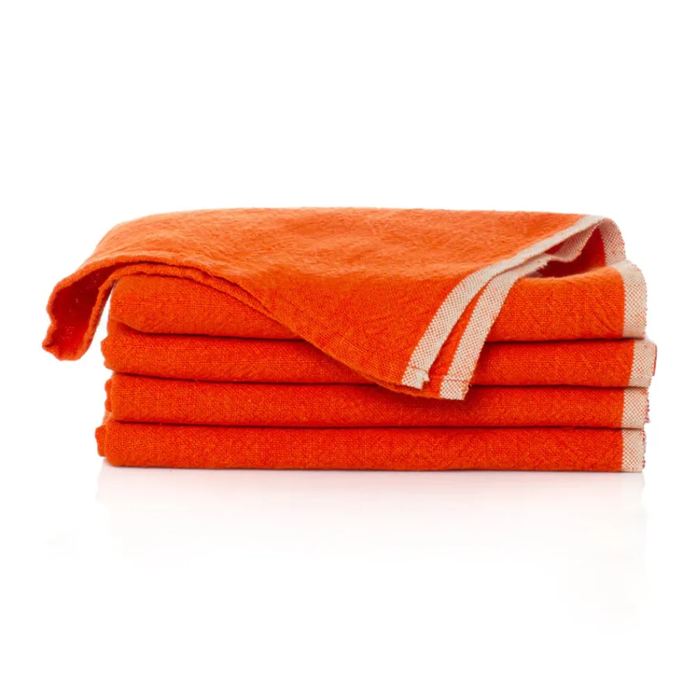Caravan Place Settings & Linens|Chunky Linen Napkins in Orange, Set of 4