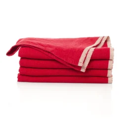 Caravan Place Settings & Linens|Chunky Linen Napkins in Red, Set of 4