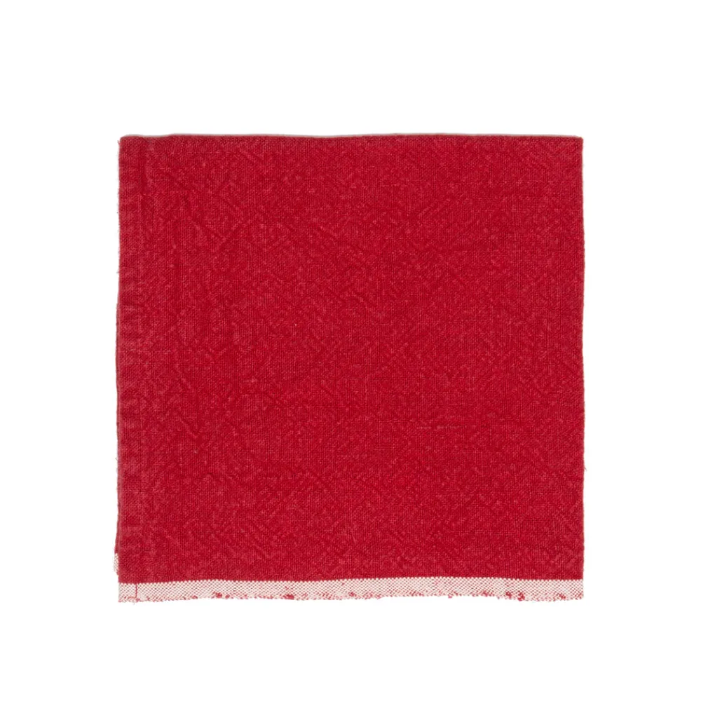 Caravan Place Settings & Linens|Chunky Linen Napkins in Red, Set of 4