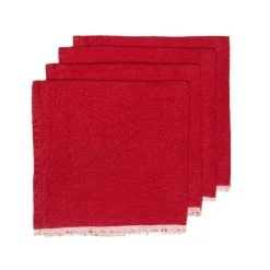 Caravan Place Settings & Linens|Chunky Linen Napkins in Red, Set of 4