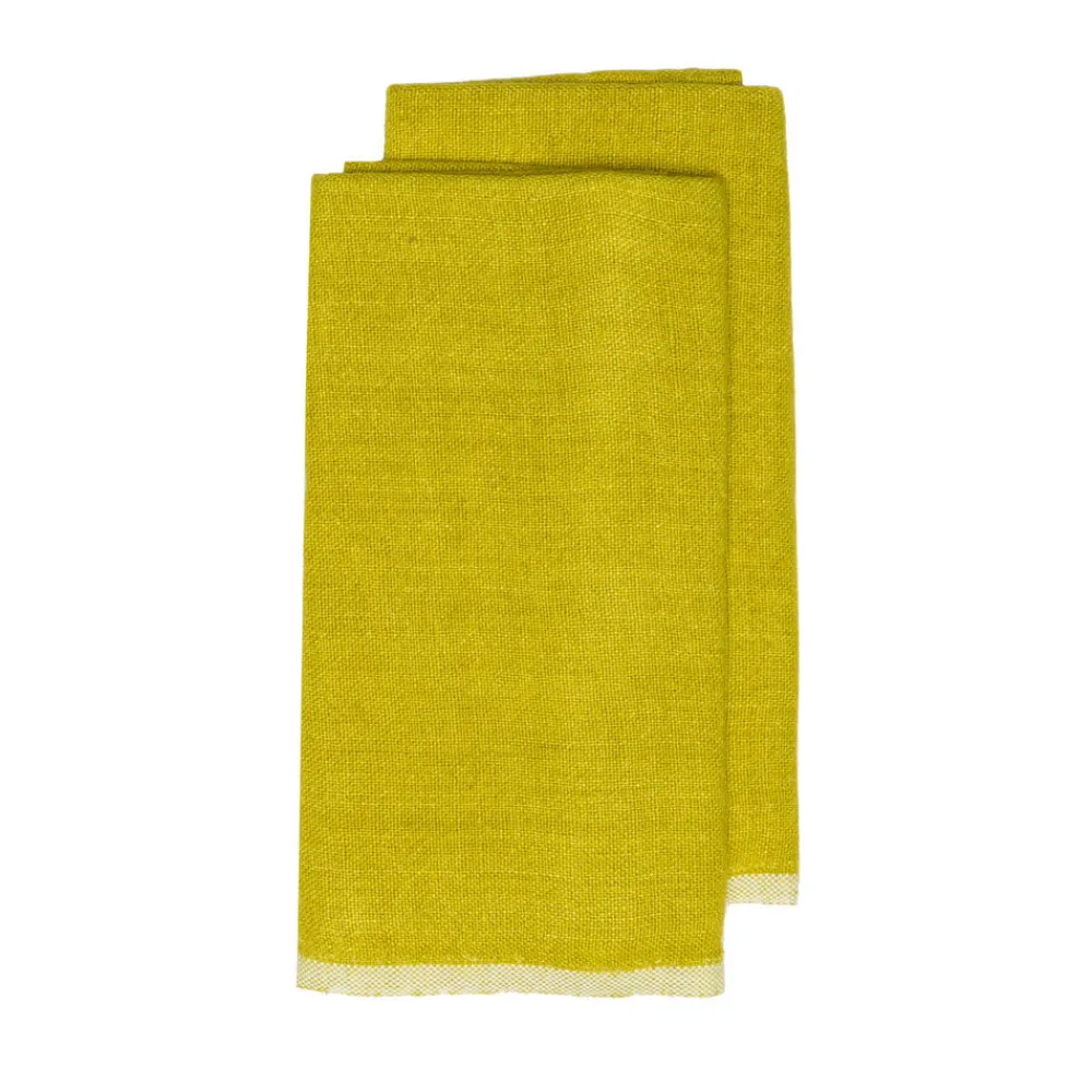 Caravan Place Settings & Linens|Chunky Linen Towels in Lime, Set of 2
