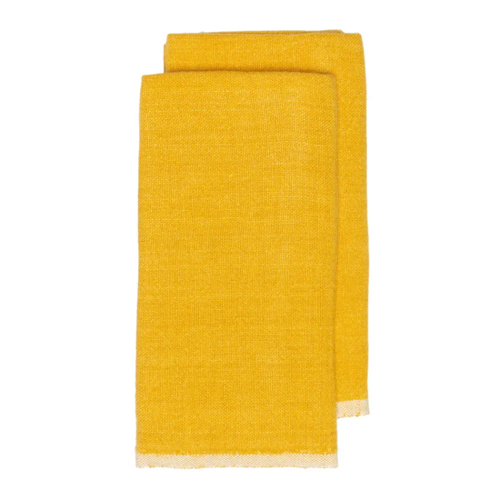 Caravan Place Settings & Linens|Chunky Linen Towels in Mustard, Set of 2