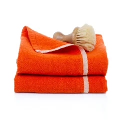 Caravan Place Settings & Linens|Chunky Linen Towels in Orange, Set of 2