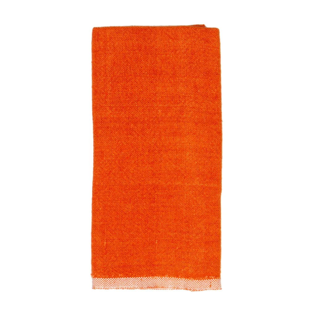 Caravan Place Settings & Linens|Chunky Linen Towels in Orange, Set of 2