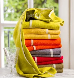 Caravan Place Settings & Linens|Chunky Linen Towels in Red, Set of 2