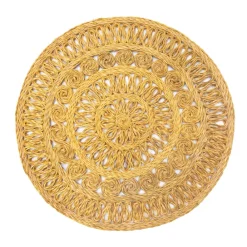 Caravan Place Settings & Linens|Circolo Abaca Round Placemat in Mustard, Set of 4