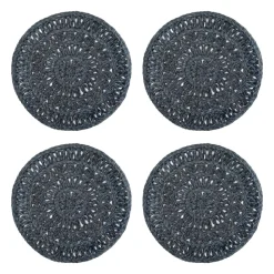 Caravan Place Settings & Linens|Circolo Abaca Round Placemat in Navy, Set of 4