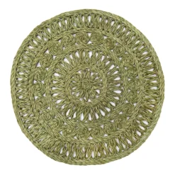 Caravan Place Settings & Linens|Circolo Abaca Round Placemat in in Olive Green, Set of 4