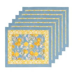 Couleur Nature Place Settings & Linens|Citron Mats in Bleu & Yellow, Set of 6