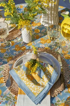 Couleur Nature Place Settings & Linens|Citron Napkins in Bleu & Yellow, Set of 6