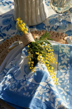 Couleur Nature Place Settings & Linens|Citron Napkins in Bleu, Set of 6