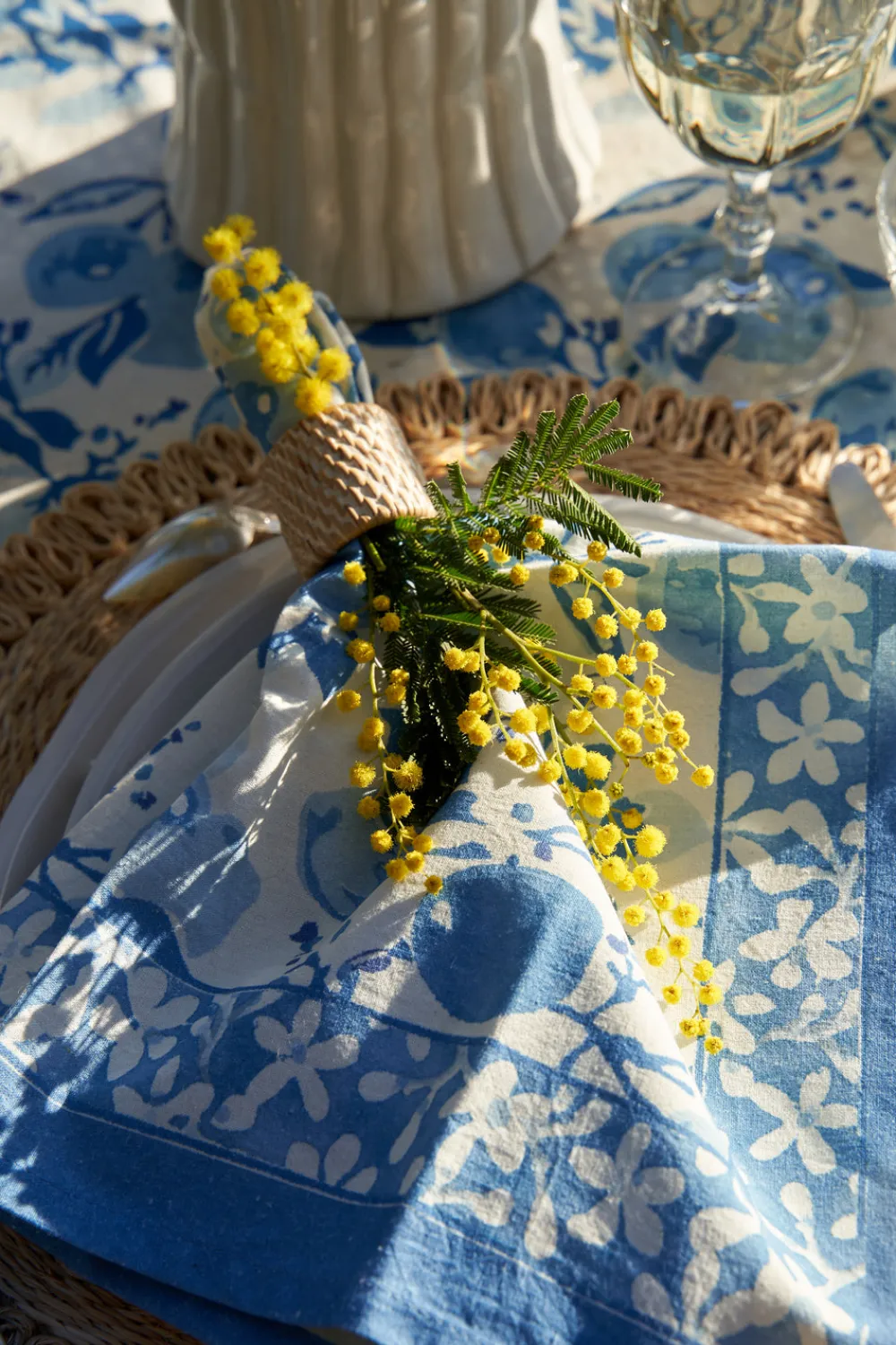 Couleur Nature Place Settings & Linens|Citron Napkins in Bleu, Set of 6