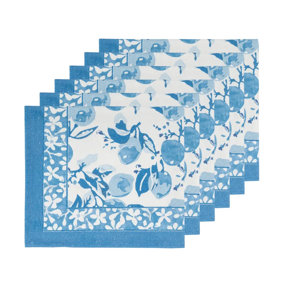 Couleur Nature Place Settings & Linens|Citron Napkins in Bleu, Set of 6
