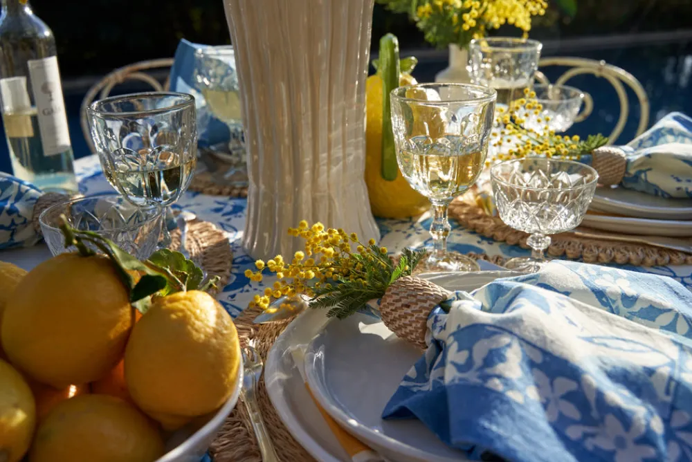 Couleur Nature Place Settings & Linens|Citron Napkins in Bleu, Set of 6