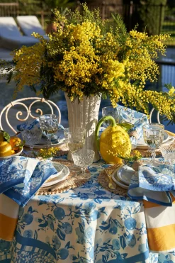 Couleur Nature Place Settings & Linens|Citron Napkins in Bleu, Set of 6