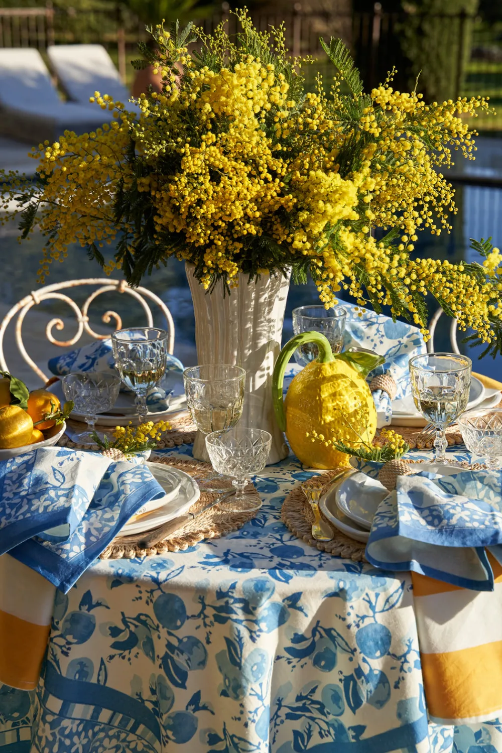 Couleur Nature Place Settings & Linens|Citron Napkins in Bleu, Set of 6