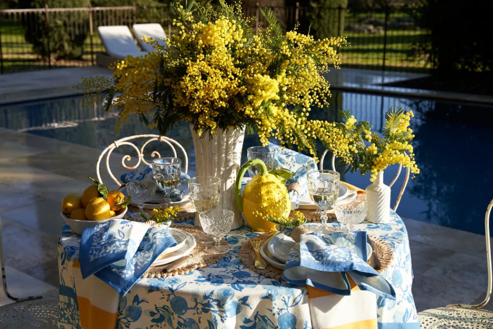 Couleur Nature Place Settings & Linens|Citron Napkins in Bleu, Set of 6