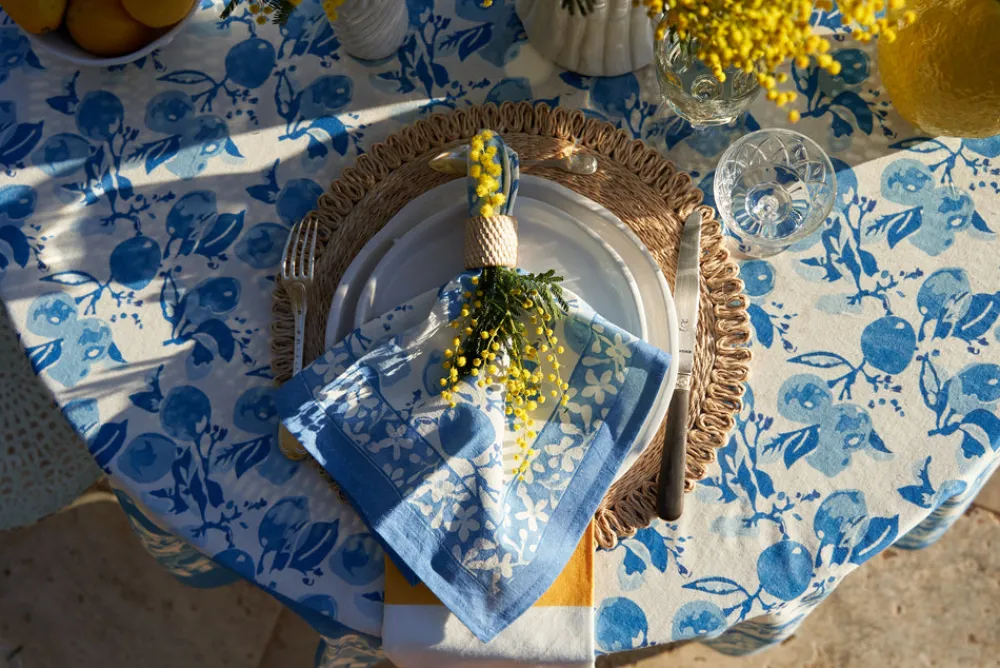 Couleur Nature Place Settings & Linens|Citron Napkins in Bleu, Set of 6