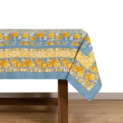 Couleur Nature Place Settings & Linens|Citron Tablecloth in Bleu & Yellow