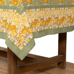 Couleur Nature Place Settings & Linens|Citron Tablecloth in Vert & Yellow