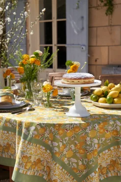 Couleur Nature Place Settings & Linens|Citron Tablecloth in Vert & Yellow