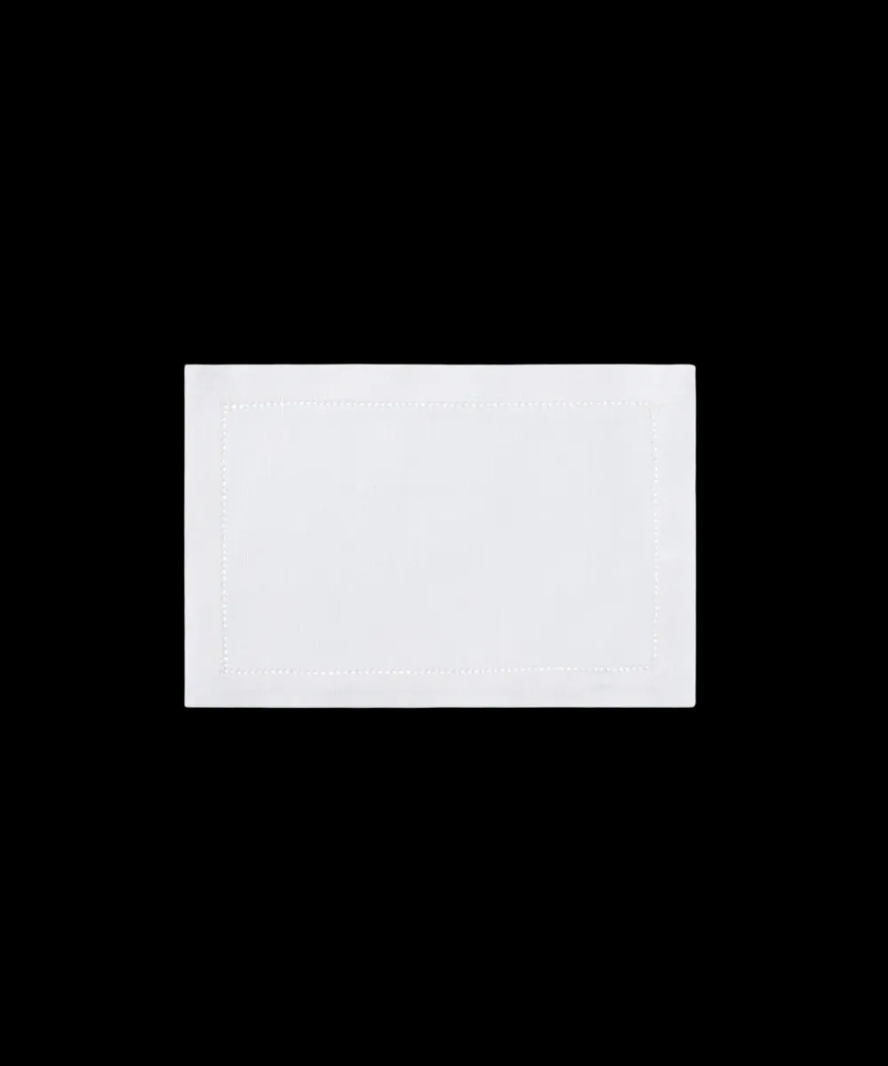 Rebecca Udall Place Settings & Linens|Classic Hemstitch Linen Cocktail Napkin, White