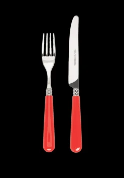 Late Afternoon Flatware|Classic Red Knife and Fork Set