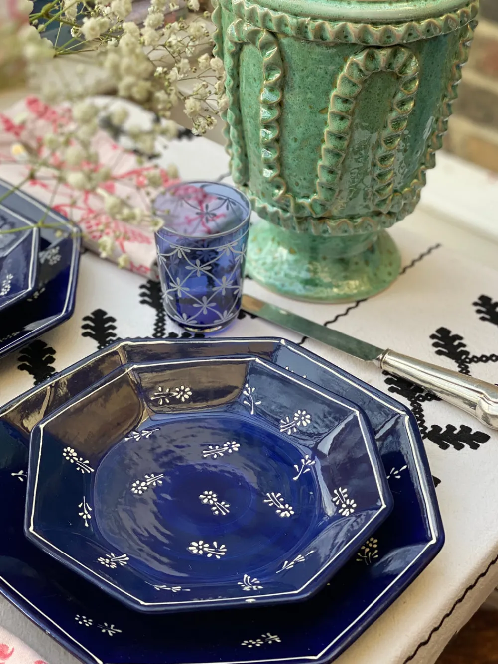 Carolina Irving and Daughters Dinnerware|Cobalt Beatrice Dessert Plate