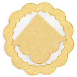 Loulou La Dune Place Settings & Linens|Colette Linen Placemats and Napkins, Set of 12 in Yellow
