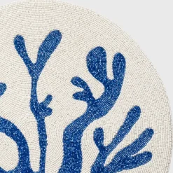 Joanna Buchanan Place Settings & Linens|Coral Hand Beaded Placemat in Cobalt