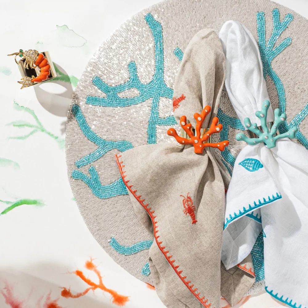 Joanna Buchanan Place Settings & Linens|Coral Napkin Rings in Coral, Set of Four