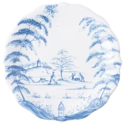 Juliska Dinnerware|Country Estate Delft Blue Party Plates Spring Gardening Scenes, Set of 4