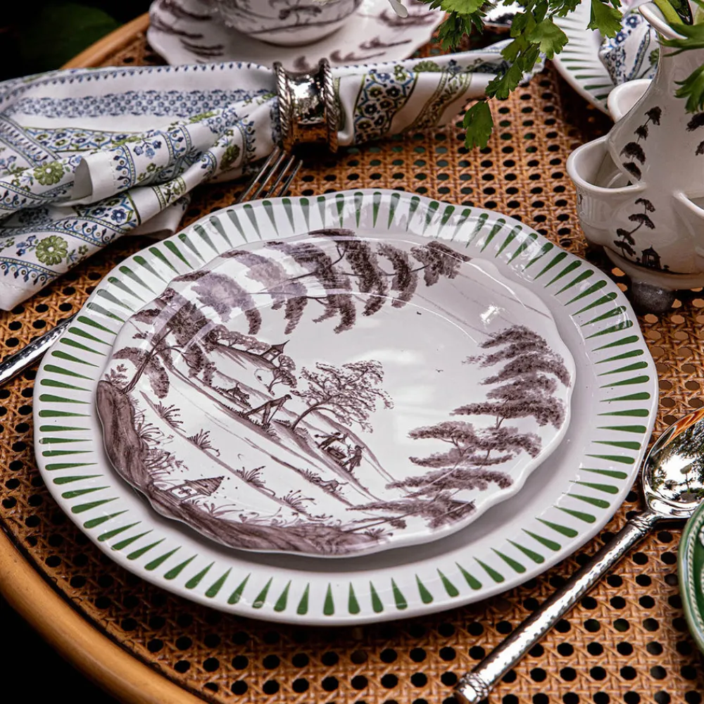 Juliska Dinnerware|Country Estate Party Plate Assorted, Set of 4 in Flint Grey