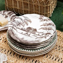 Juliska Dinnerware|Country Estate Party Plate Assorted, Set of 4 in Flint Grey