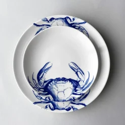 Caskata Dinnerware|Crab Coupe Salad Plate Blue