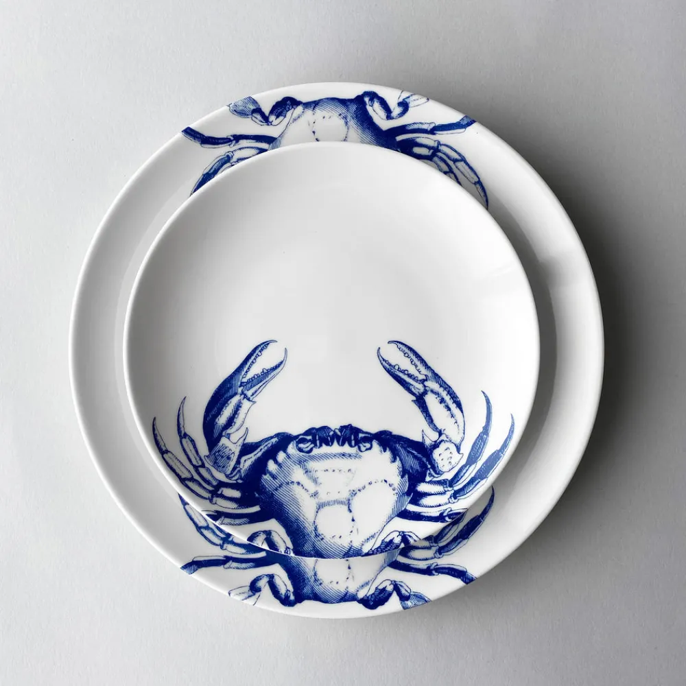Caskata Dinnerware|Crab Coupe Salad Plate Blue