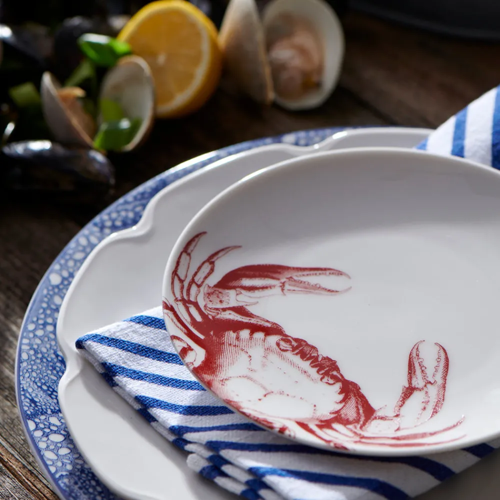 Caskata Dinnerware|Crab Red Canape Plates