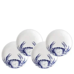 Caskata Dinnerware|Crabs Blue Canapé Plates Boxed, Set of 4