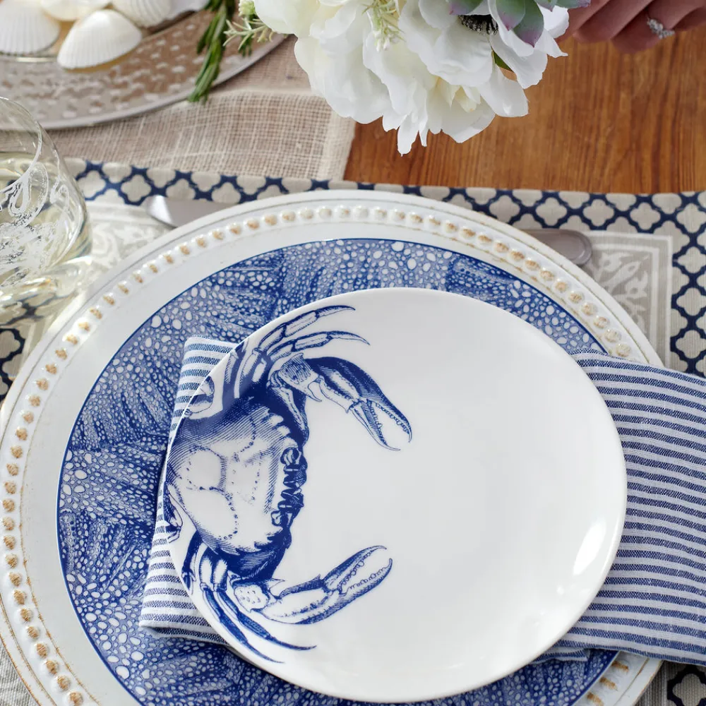 Caskata Dinnerware|Crabs Blue Canapé Plates Boxed, Set of 4