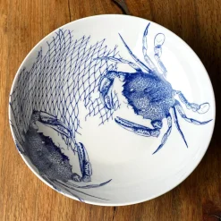 Caskata Dinnerware|Crabs Blue Wide Serving Bowl